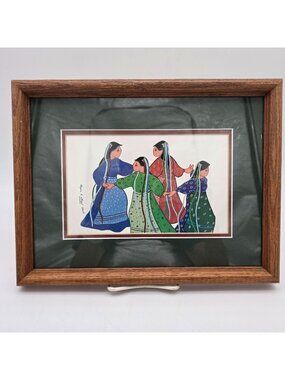 Framed Virginia Stroud Signed 1984 Native American Women Art Print
